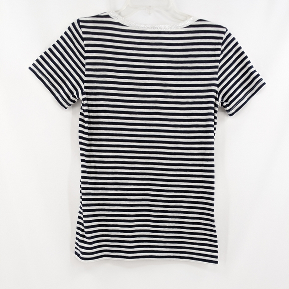 ❌ J.Crew Navy Striped T-shirt with Glitter Collar - Picture 2 of 4